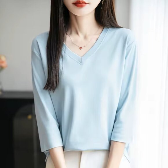 Mid-length sleeve Cotton Casual T-shirt (Multi-colour) - Picture 9 of 11